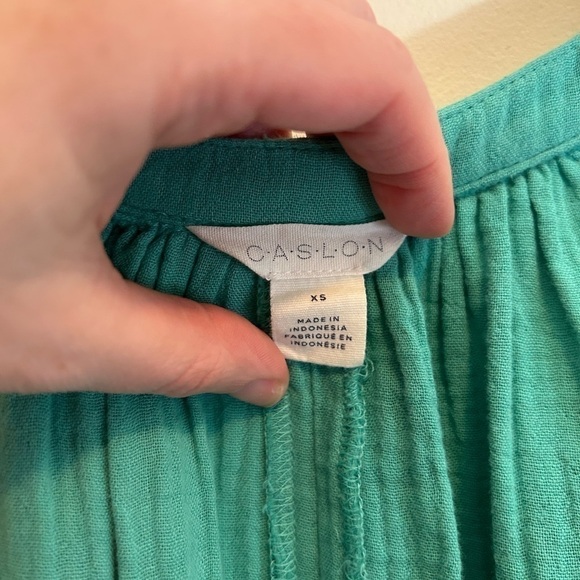 CASLON TEXTURED COTTON SLEEVELESS MAXI DRESS IN GREEN MARINE - Picture 11 of 14